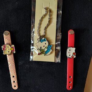 Vintage Hello Kitty necklace and 2 belt rings